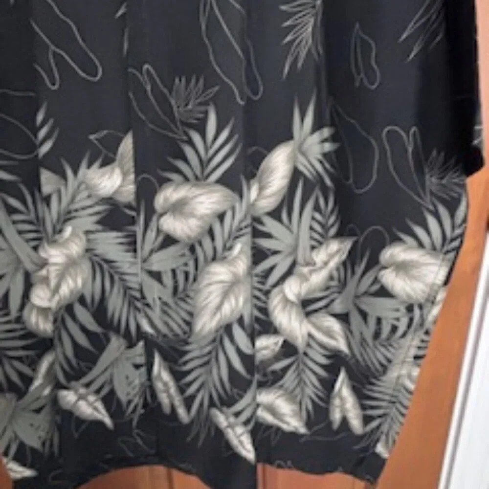 Nautica Men’s 2X Black Hawaiian Shirt Palm Leaf Print ButtonUp Casual Resortwear